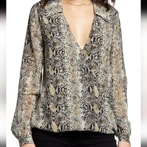 Endless rose | Snakeskin Print Long Sleeve Blouse